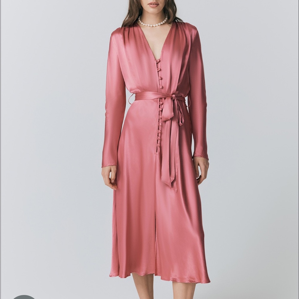Ghost London Pink Satin Midi Dress - Picture 3 of 9